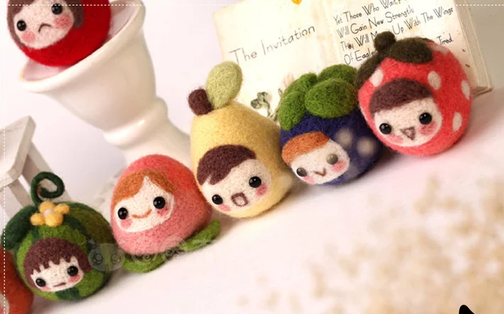 Фруктовые Куклы набор с мультяшными животными шерстяной для рукоделия войлок