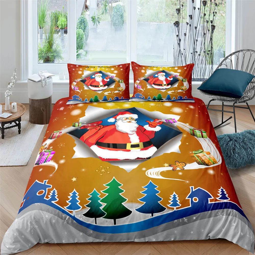 

2021 Christmas Bedding Set 3D Santa Claus Luxury Duvet Cover Single Double King Size Bedding Cover Quilt Cover Home Textiles