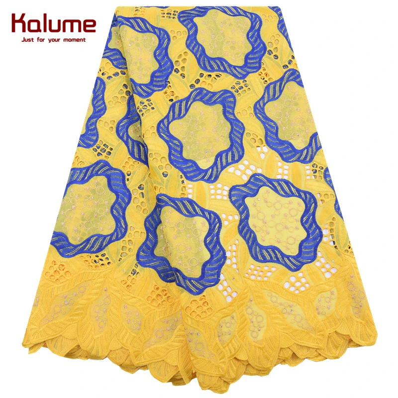 Kalume Fashion Embroidery African Dry Lace Fabric Peach Nigerian Cotton Swiss Voile Material With Stones For Dress F1966 | Дом и сад