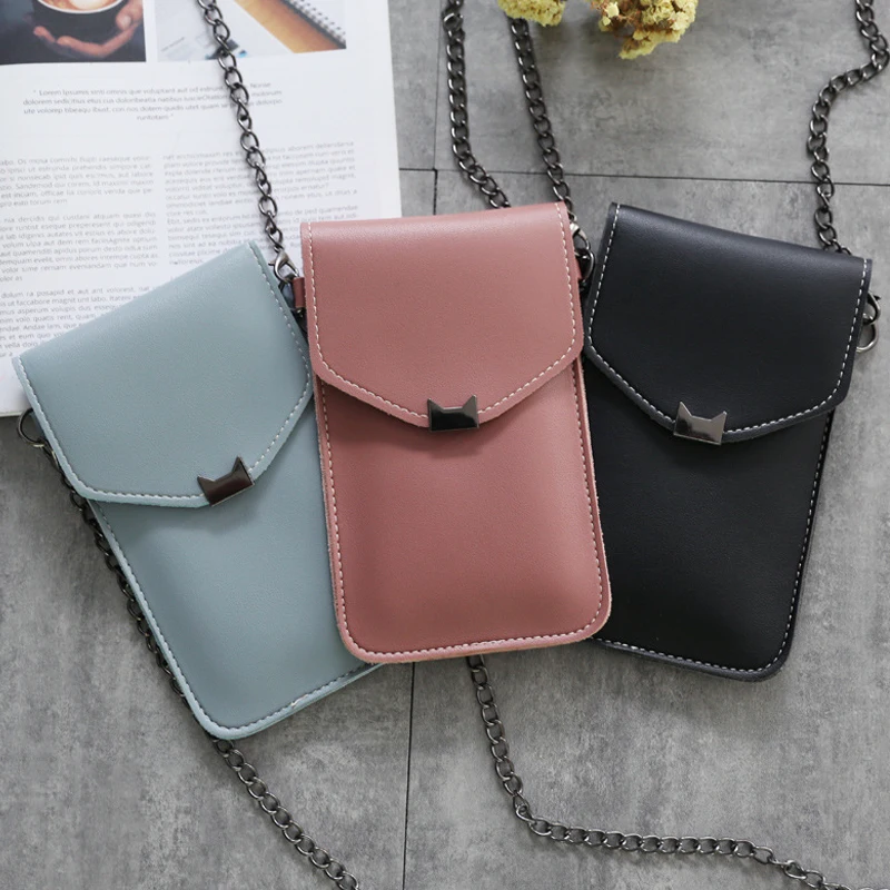 

Touches Screen PU Leather Change Bag Women Crossbody Mobile Phone Pouch Wallets SEC88