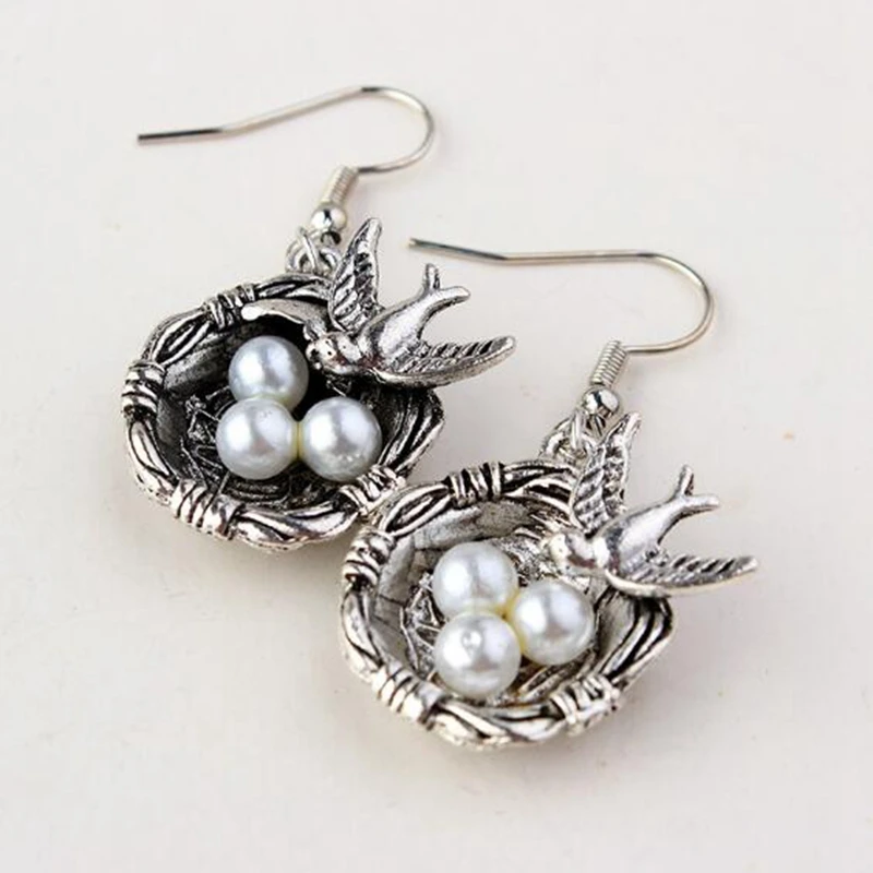 Симпатичные бронзовые украшения в виде птицы стиле стимпанк висячие серьги и