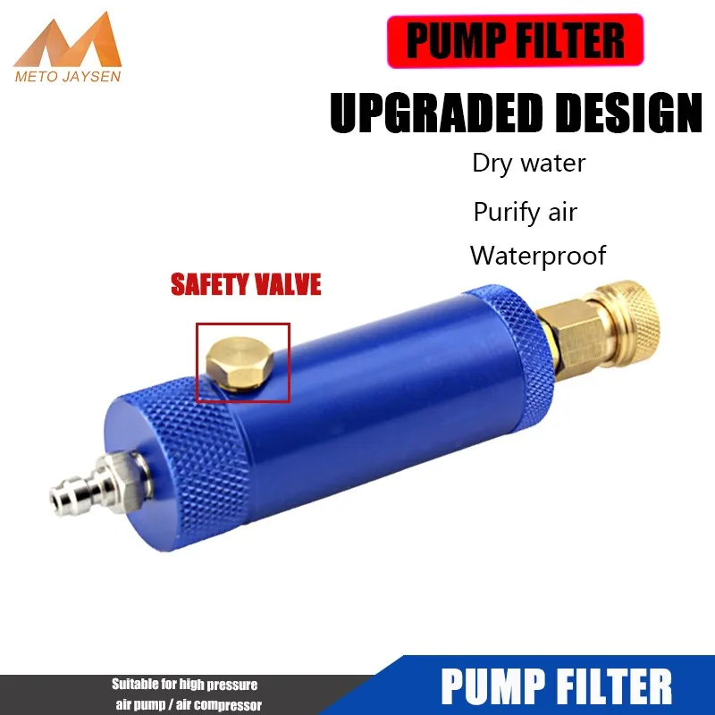 PCP Paintball Hand Pump Filter with Safety Valve M10x1 Quick Disconnect Water-Oil Separator 300Bar Air Filtering 50cm Hose