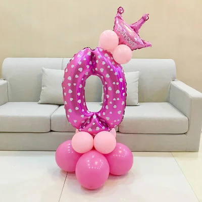 Pink 0 1 комплект воздушные шары в форме цифр номер Фольга воздушные шары на день рождения, свадьбу, Рождество вечерние Декор поставки на день рождения воздушные шары - Цвет: Pink 0