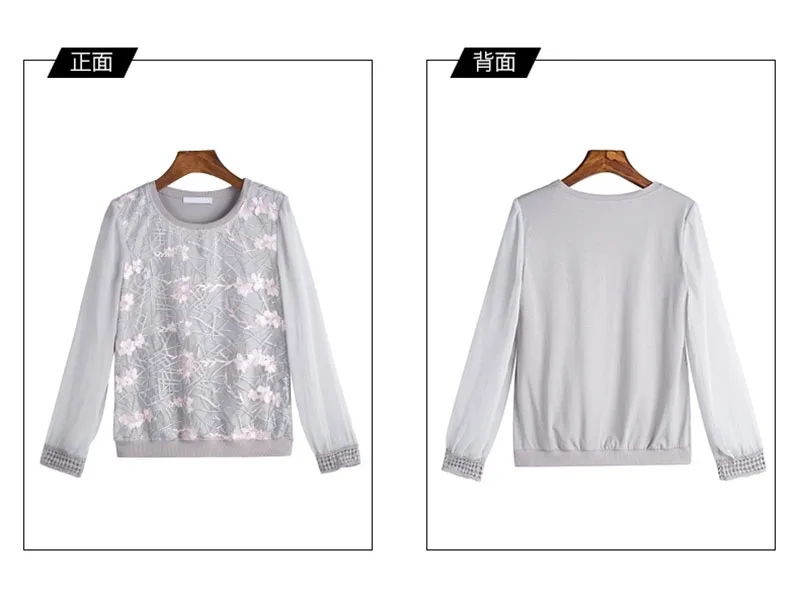 

Women Long Sleeve Shirt Women New Floral Embroidery O Neck Lace Chiffon Blouses Blusa Ladies Casual Shirt Tops DF2289
