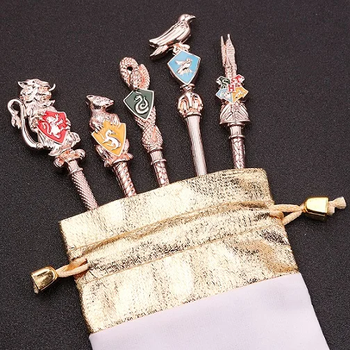 enamel 5pcs 8 видов стилей, вдохновленный фильмом, Профессиональный набор кистей для макияжа Гарри, волшебная палочка, тени для век, кисть для декоративной косметики, набор кистей для макияжа - Handle Color: enamel 5pcs