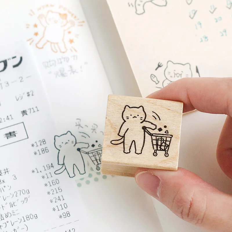 Винтажный мультяшный Кот серия штамп DIY деревянные и резиновые штампы для