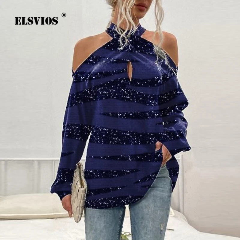 

Футболка женская с открытыми плечами, пикантный топ с перекрестным воротником, модный принт, длинный рукав, Повседневная Свободная уличная ...