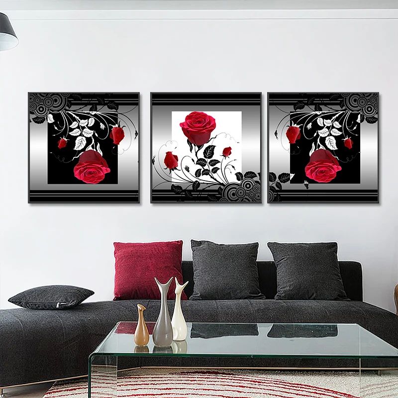 

Black and White Red Rose Posters and Prints Minimalist Canvas Painting Nordic Wall Wall Art Picture or Living Room Home Decor