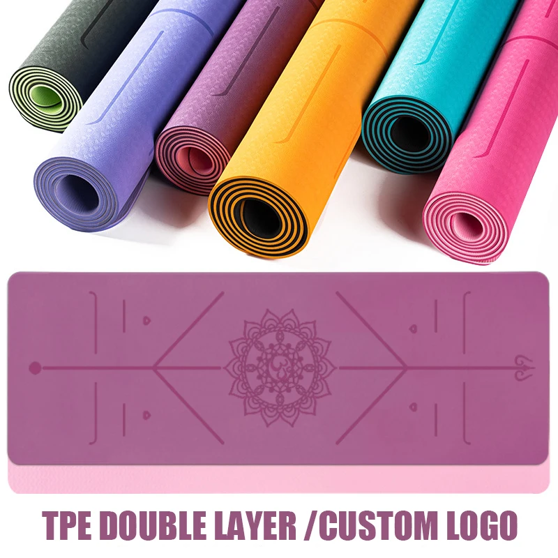 

1830*610 TPE Yoga Mat 6mm Double Layer Non-slip Pillow Mat with Position Line For Fitness Tasteless Gym Exercise Pilates Carpet