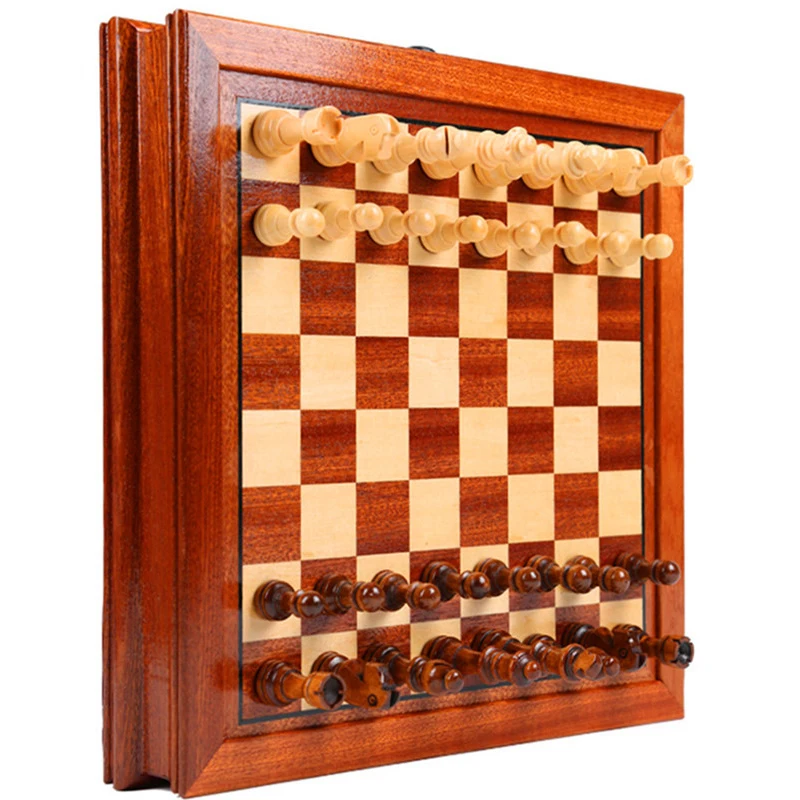 

32/42CM Professional Wooden Chess Set Magnetic Chess Color Board Game Puzzle Large Board Portable Travel Toys For Kids Adult
