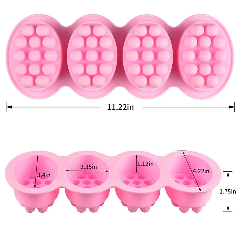 

SJ 4 Cavity Silicone Soap Mold for Massage Therapy Bar Soap Making Tools DIY Homemade Oval Spa Soaps Mould Silicone Soap Form