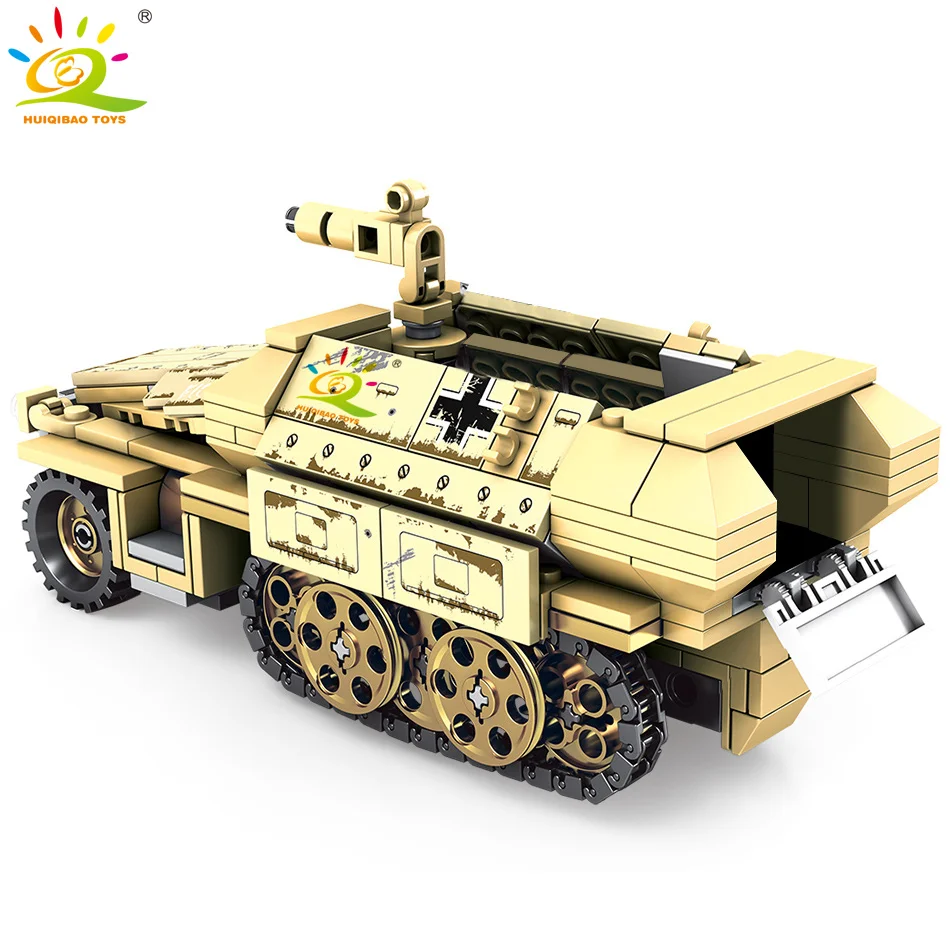 HUIQIBAO 355 шт. военный бронированный грузовик строительные блоки армейский