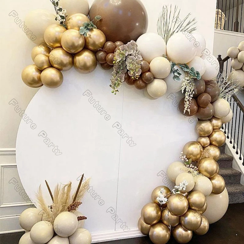 

Coffee Brown Balloon Garland DIY Wedding Engagement Decoration Blush Nude Matel Gold Balon Arch Birthday Party Baby Shower Decor