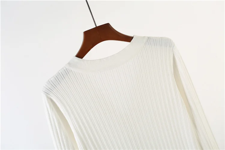 

2020 Autumn Winter Fashion Sweater V-Neck Pullover White Long-Sleeved Knitted Women Jumper B221