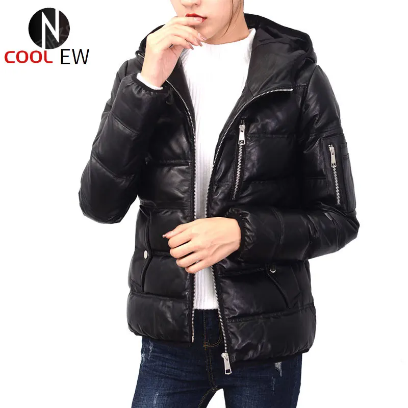 

Free Shipping,Women Genuine leather jacket.winter warm thick 90% white duck down sheepskin coat,soft quality leather clothes