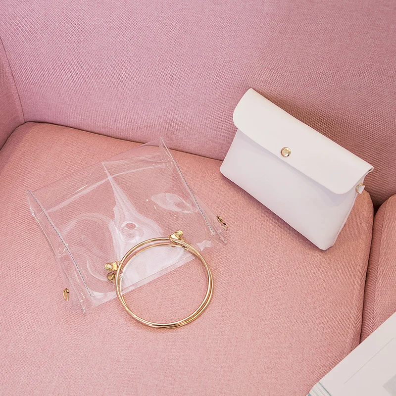 Прозрачная сумка из прозрачного ПВХ Маленькая женская на плечо через с цепочкой 2