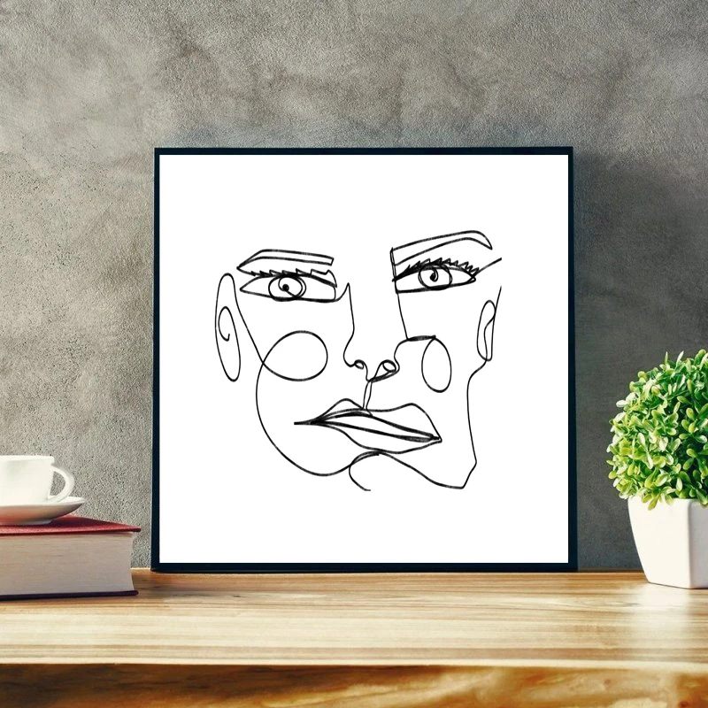 Линия рисования холст живопись современный черный произведение искусства