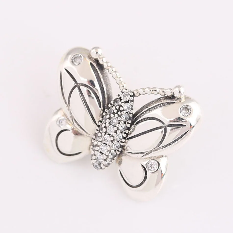Аутентичные Серебряные Бусины S925 DIY Ювелирные изделия декоративная бабочка с