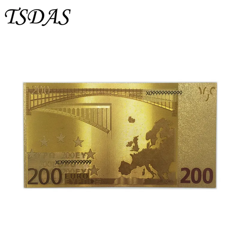 Оптовая продажа 100 шт./лот красочное изображение Золотая банкнота Европы 200 24K