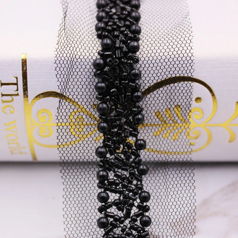 Кружево нейлоновое 15 мм 0 9 м с акриловыми бусинами | Дом и сад