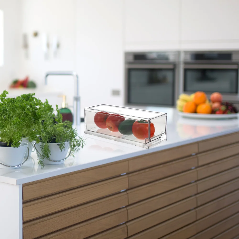 

1Pc Fridge Organizer Bin Transparent Refrigerator Organizer Food Container