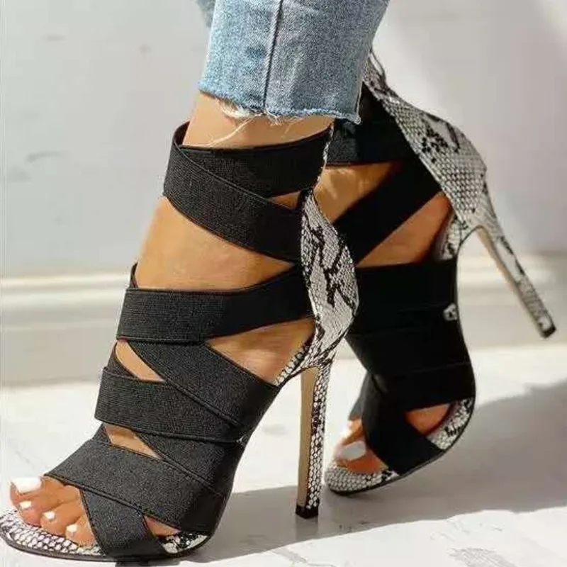 Туфли-лодочки женские со змеиным принтом высокий тонкий каблук заостренный