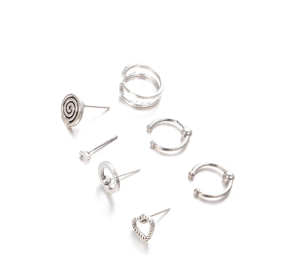 7 шт./компл. винтажные серьги-гвоздики набор женских шармов в форме сердца