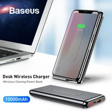 Baseus 10000 мАч QI Беспроводное зарядное устройство Банк мощности для iPhone samsung PD+ QC3.0 Быстрая зарядка USB банк питания Внешний аккумулятор