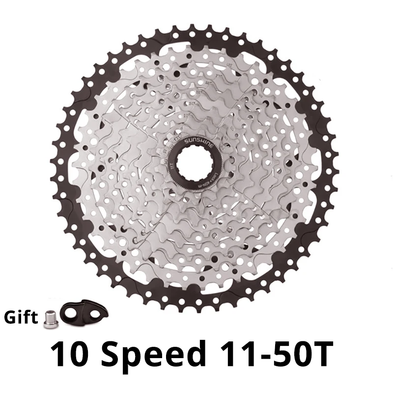 11-50T Black-Silver SUNSHINE MTB дорожный велосипед 10 скоростей велосипеда трещетки маховик 10S 25/28/32/36/40/42/46/50 т в сутки для deore m6000 SRAM деталь для велосипеда - Цвет: 11-50T Black-Silver
