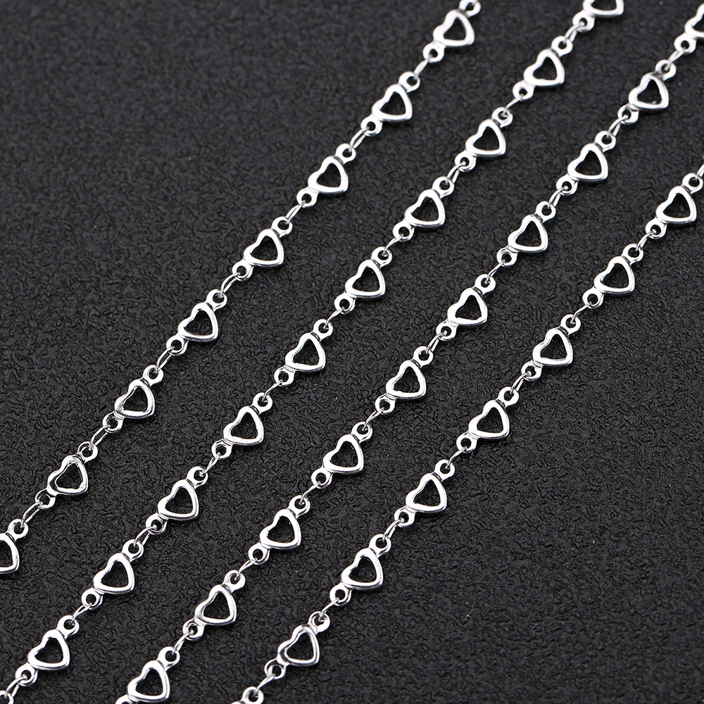 1 Meter 316L Stainless Steel Never Fade Love Heart Star Rolo Link Bulk Chain Fit DIY Bracelet Necklace Jewelry Making Findings