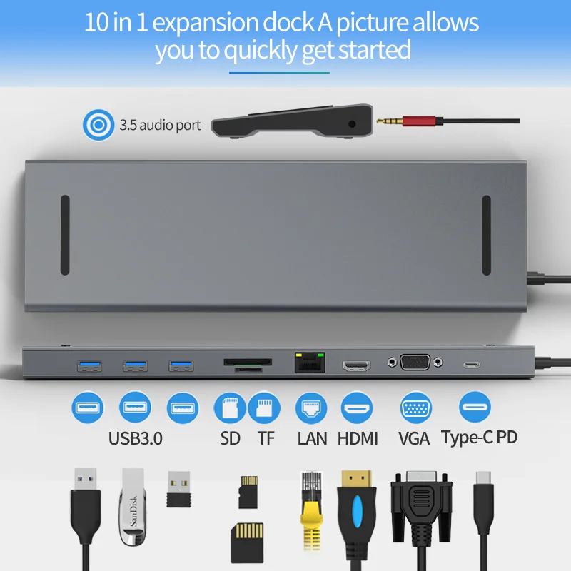 Адаптер HDMI RJ45 VGA для разветвителя USB 3 0 порта C Type 1 Для MacBook Pro аксессуары