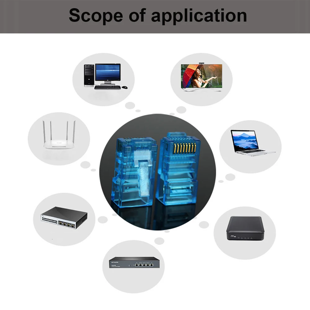 20 шт./1 сумка RJ45 Ethernet кабели модуль штекер сетевой разъем с кристаллами головками 5