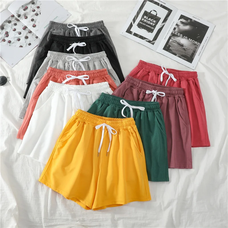 

Women's shorts will see casual solid drawstring high-waisted shorts loose shorts for soft, soft female shorts short M-2XL