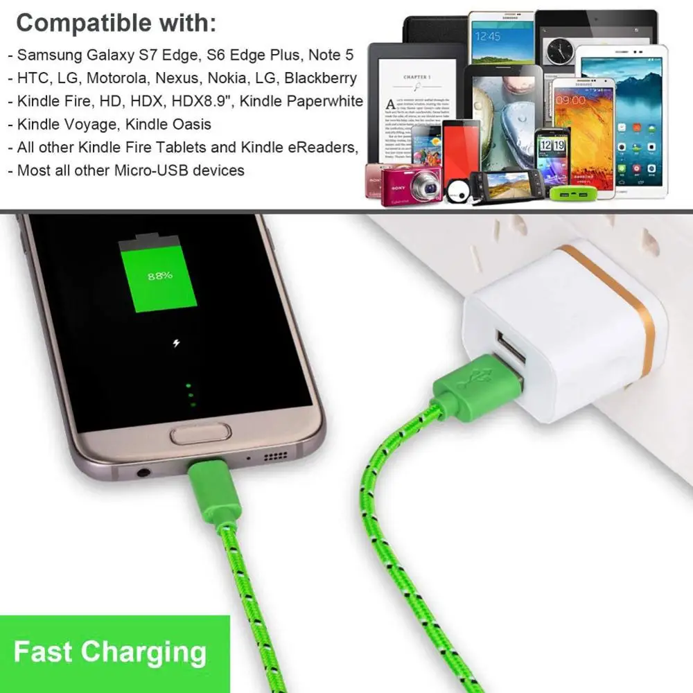 Кабель Micro USB в нейлоновой оплетке 1 м 2 3 | Мобильные телефоны и аксессуары