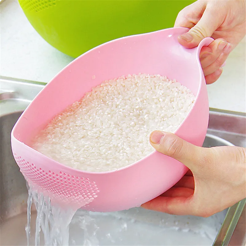 

2-In-1 Rice Washer Plastic Sieve Fruit Bowl Plastic Clean Machine Vegetables Basin Basket Washing Filter Strainer Kitchen Tool