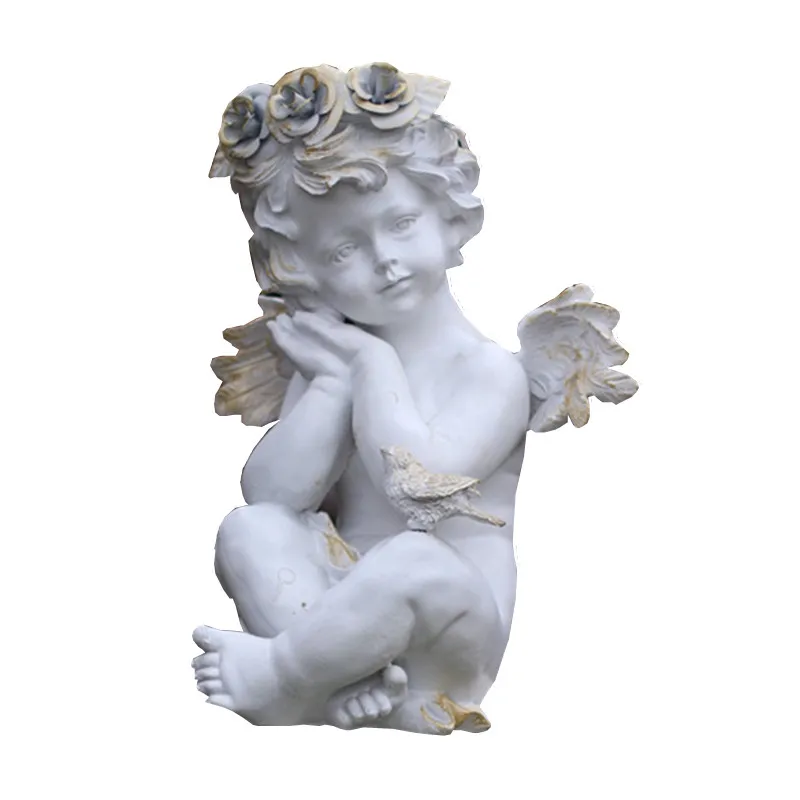 

Pastoral Resin Bird Angel Cement Roman Column Ornaments Garden Balcony Furnishing Crafts Courtyard Villa Figurines Decoration