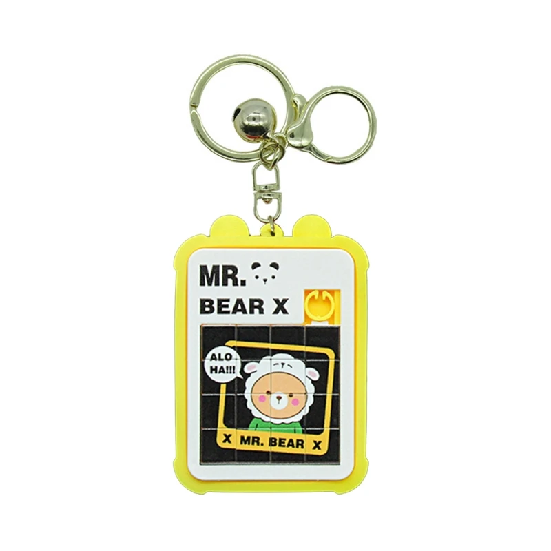 

649D Portable Mini 3D Puzzle Sliding Block Keychain Metal Ring Bell Pendant Cartoon Sheep Jigsaw Game Keyring Kids Toys Gifts