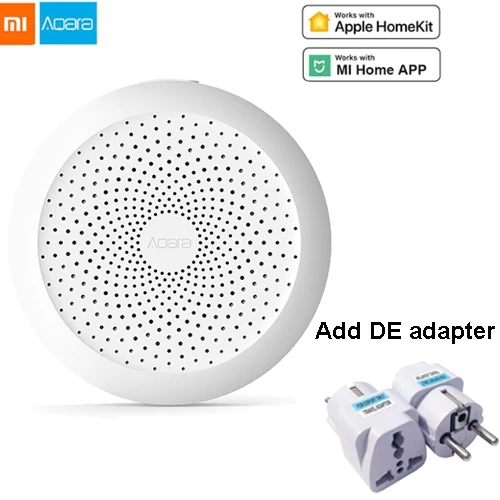 Add DE adapter Aqara хаб xiaomi шлюз с RGB светодиодный ночной Светильник умный рабочий с для Apple Homekit и aqara Smart App для xiaomi smart home - Цвет: Add DE adapter