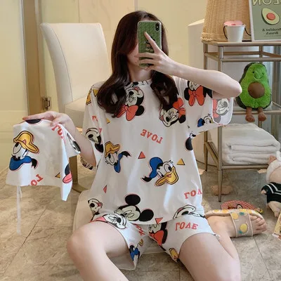 Пижама Disney женская домашняя одежда для сна с коротким рукавом весна осень