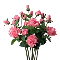 1pcs artificial flower bouquets real touch artificial rose bouquets one branch have 3 flowers