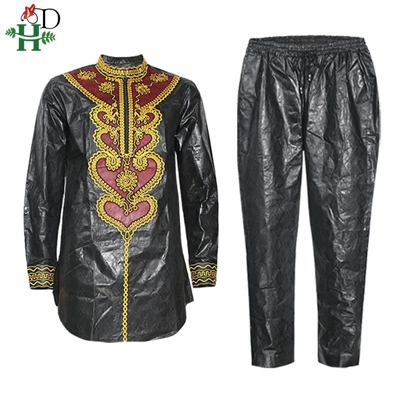 От H & D (Dashiki для мужчин костюм из футболки и штанов с вышивкой в африканском стиле фут топы длинными рукавами