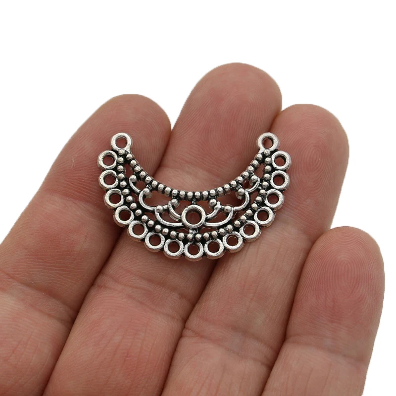 JAKONGO Antique Silver Plated Moon Connectors for Making Bracelet Handmade DIY Jewelry Accessories 35x24mm 10pcs | Украшения и