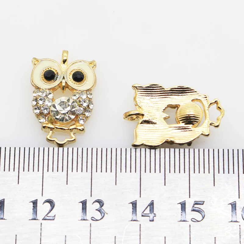 

10pcs/lot 15*22MM owl Alloy Rhinestone Button Clothing Craft Matching Decorative Accessories DIY Holiday Decoration Materials