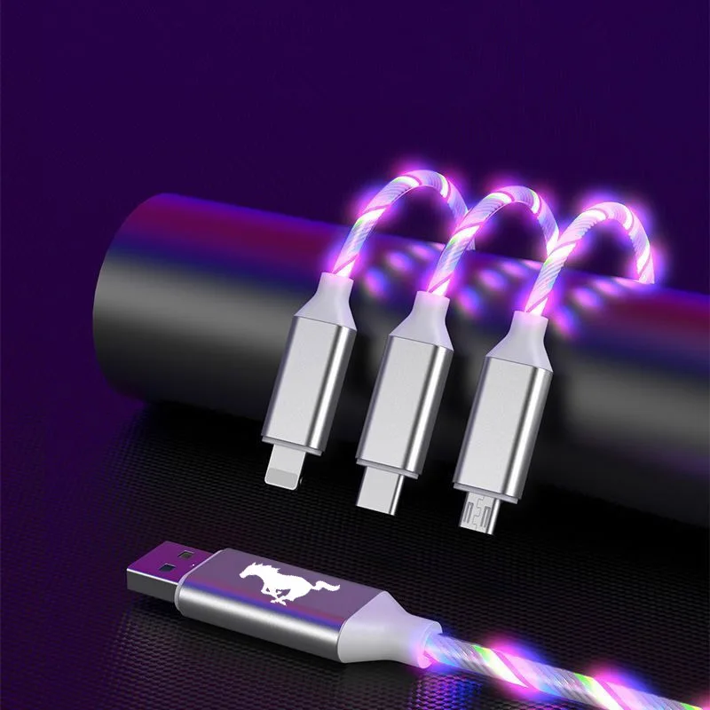 Автомобильный Стайлинг 3 в 1 Type C Lightning Micro USB кабель для быстрой зарядки Ford Mustang GT