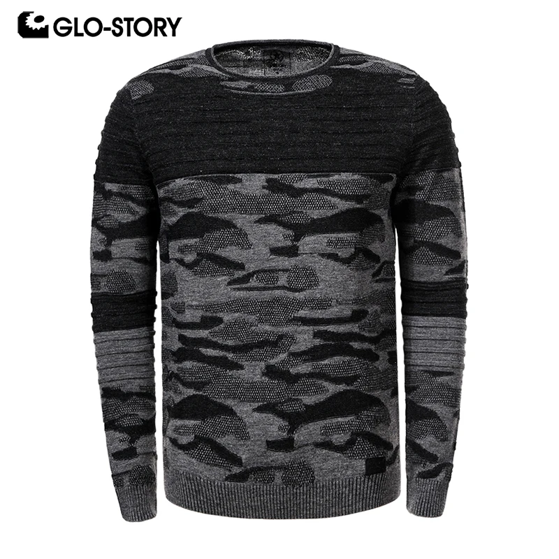 GLO-STORY мужской модный пуловер камуфляж пэчворк длинный рукав свитер для мужчин