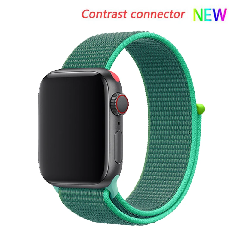Spearmint green 3hit Нейлоновый ремешок для apple watch 44 мм/40 мм 4 5 iwatch 42 мм/38 мм 3 2 1 браслет красочные спортивные аксессуары для часов - Цвет ремешка: Spearmint green 3hit