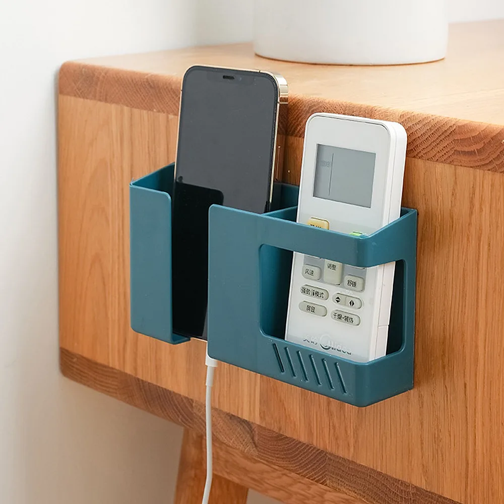 Household Wall-mounted Storage Box Punch-free Mobile Phone Remote Control Holders Rack Plug Charging Racks | Дом и сад