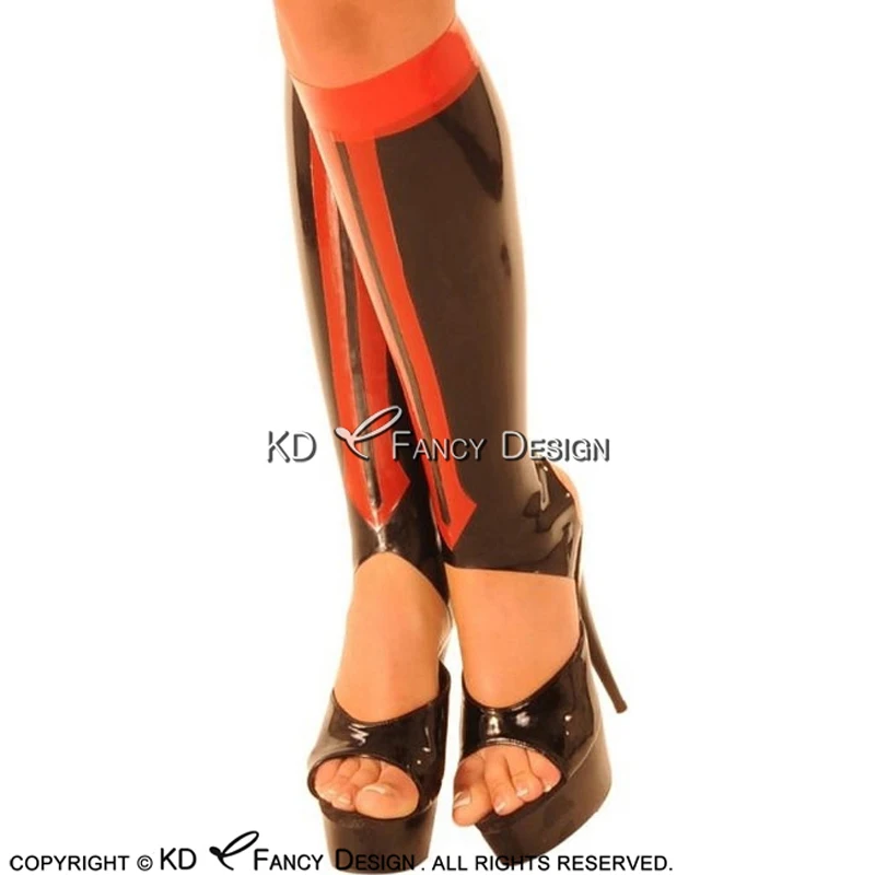 Черно-Красные сексуальные латексные чулки с режущей молнией на спине | Женская