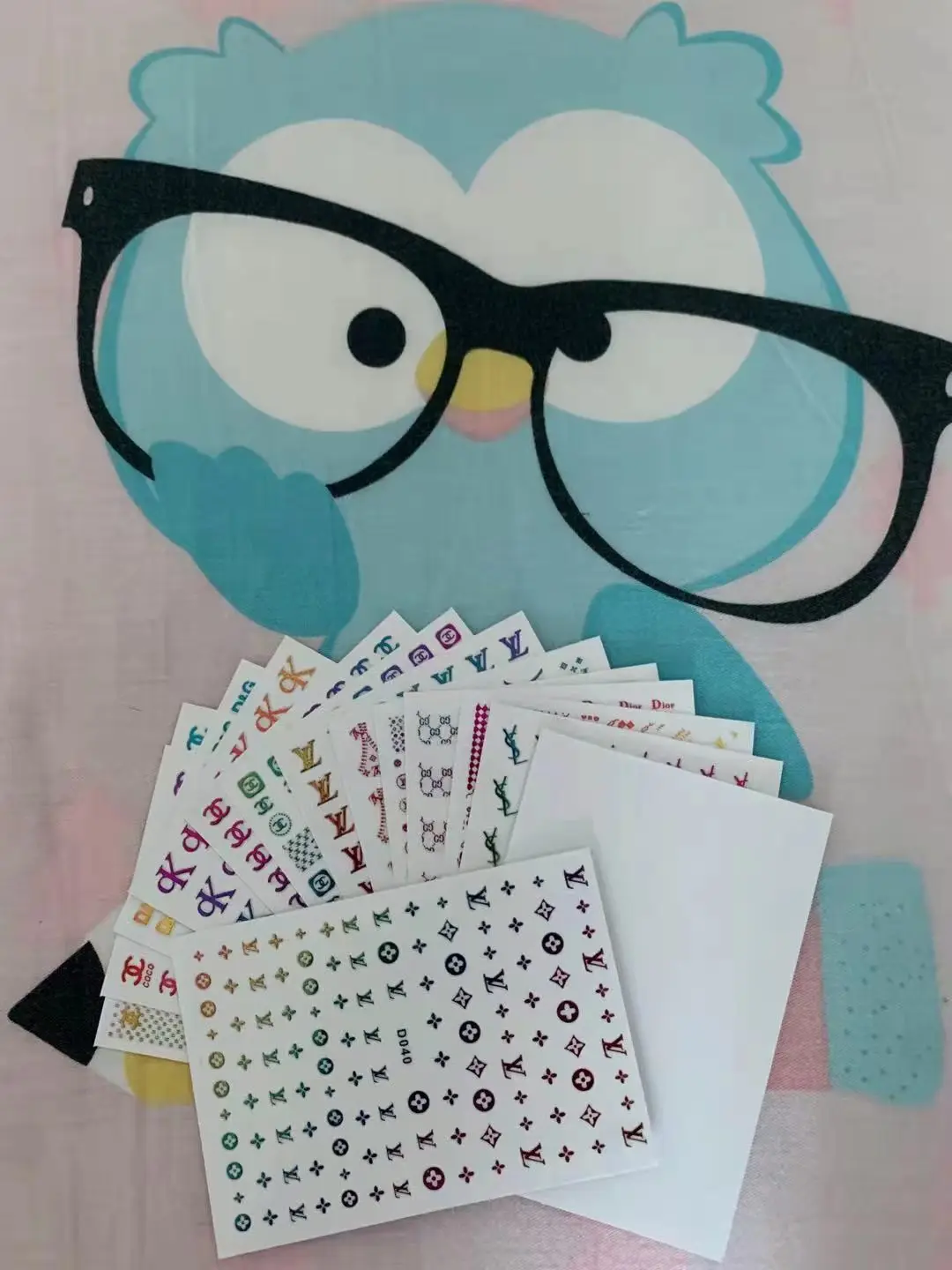 

15 Sheets colorful logo Nail Stickers Designs Gummed Art Stickers Decals Makep Art Decorations