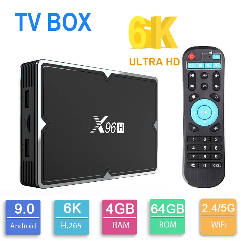 Горячая X96H Android 9 0 Смарт ТВ коробка 6K 4K H.265 2 4G 5G беспроводной WIFI телеприставка PK H96